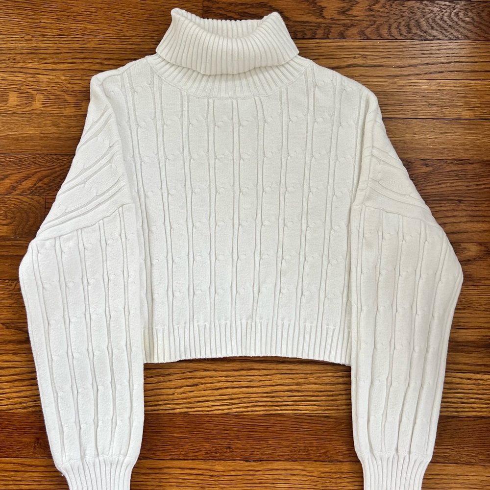 Women's White Turtleneck Sweater